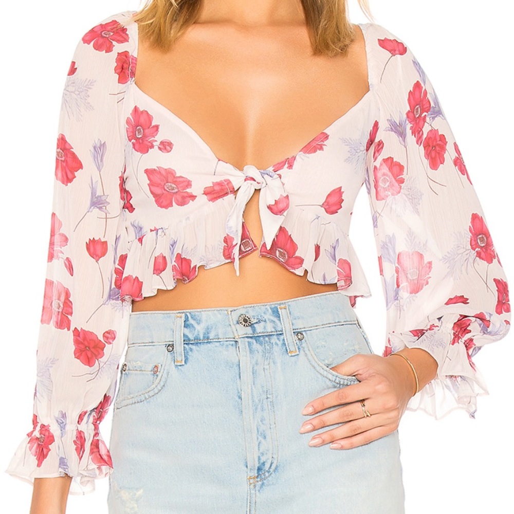 Endless Rose darling poppy front tie crop top